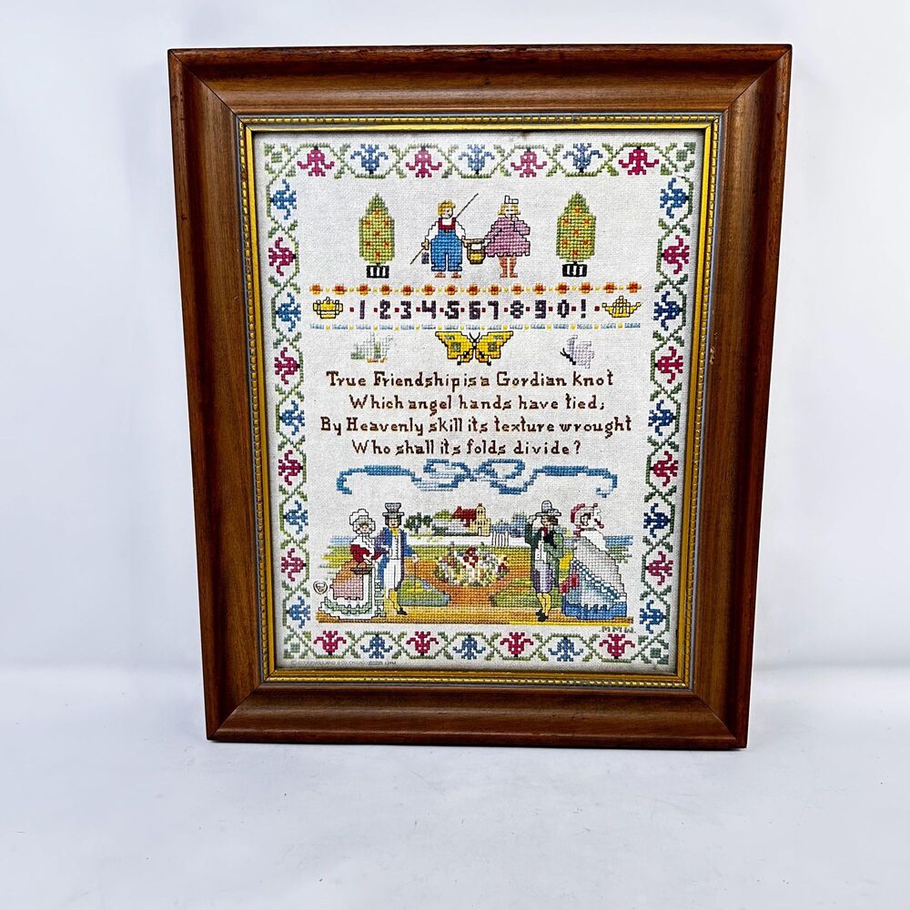 1917 PF Volland True Friendship Gordian Knot Sampler Cross Stitch Art Print READ
